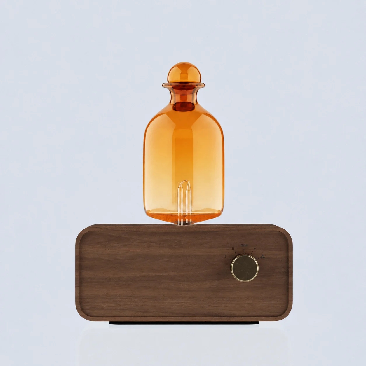 Lavender Oil - Amberkleurige glazen nevelverspreider met vintage houten