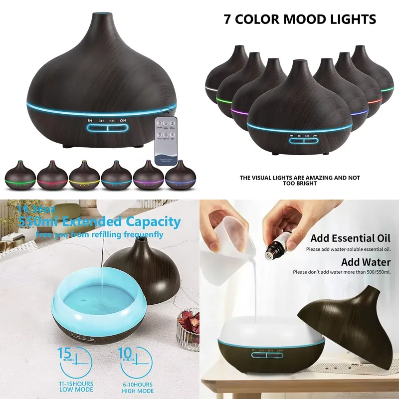 550ml houtkleurige USB-aromadi - Essential Oils recensie en prijs